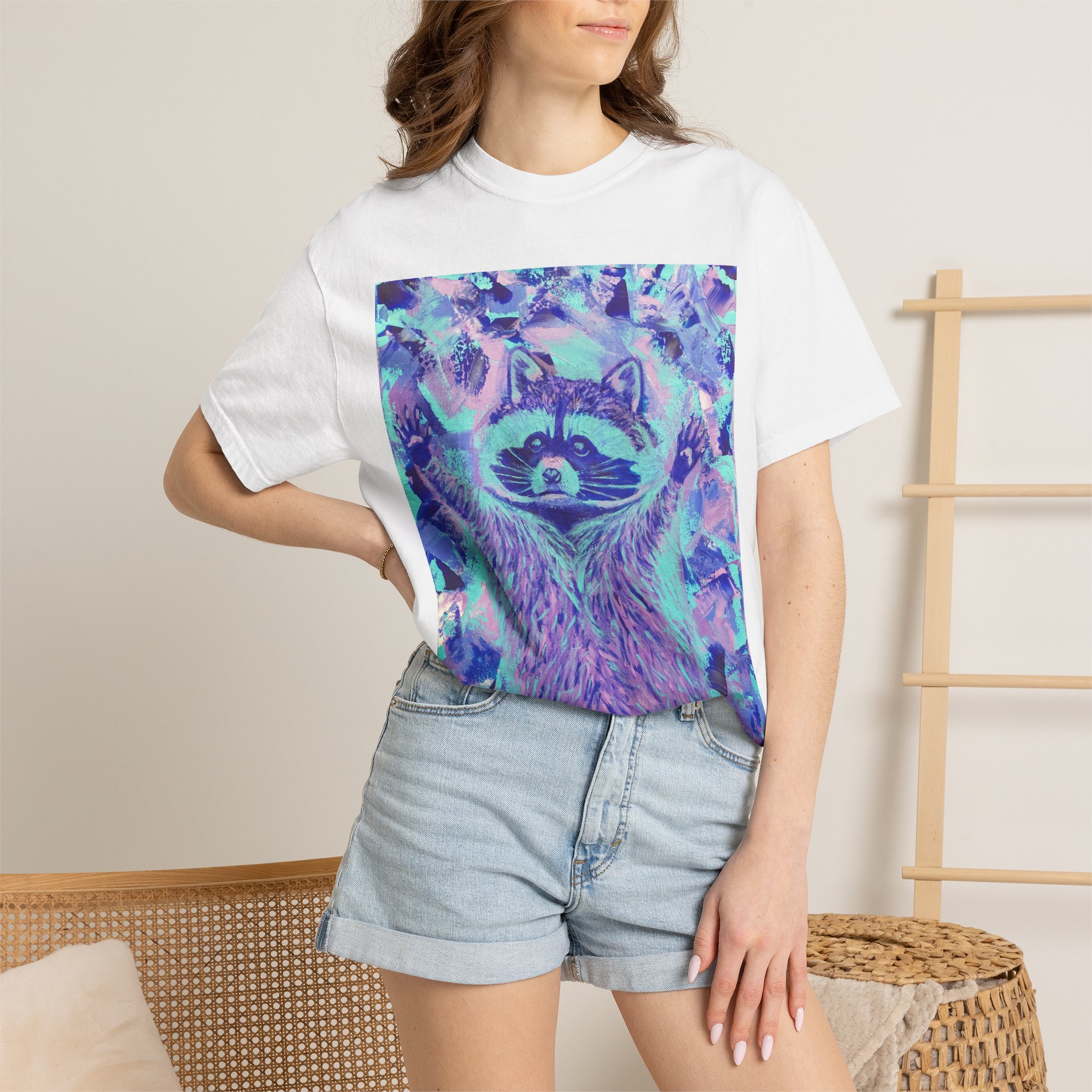Blue Razz Raccoon Unisex Garment-Dyed T-shirt - Image 4