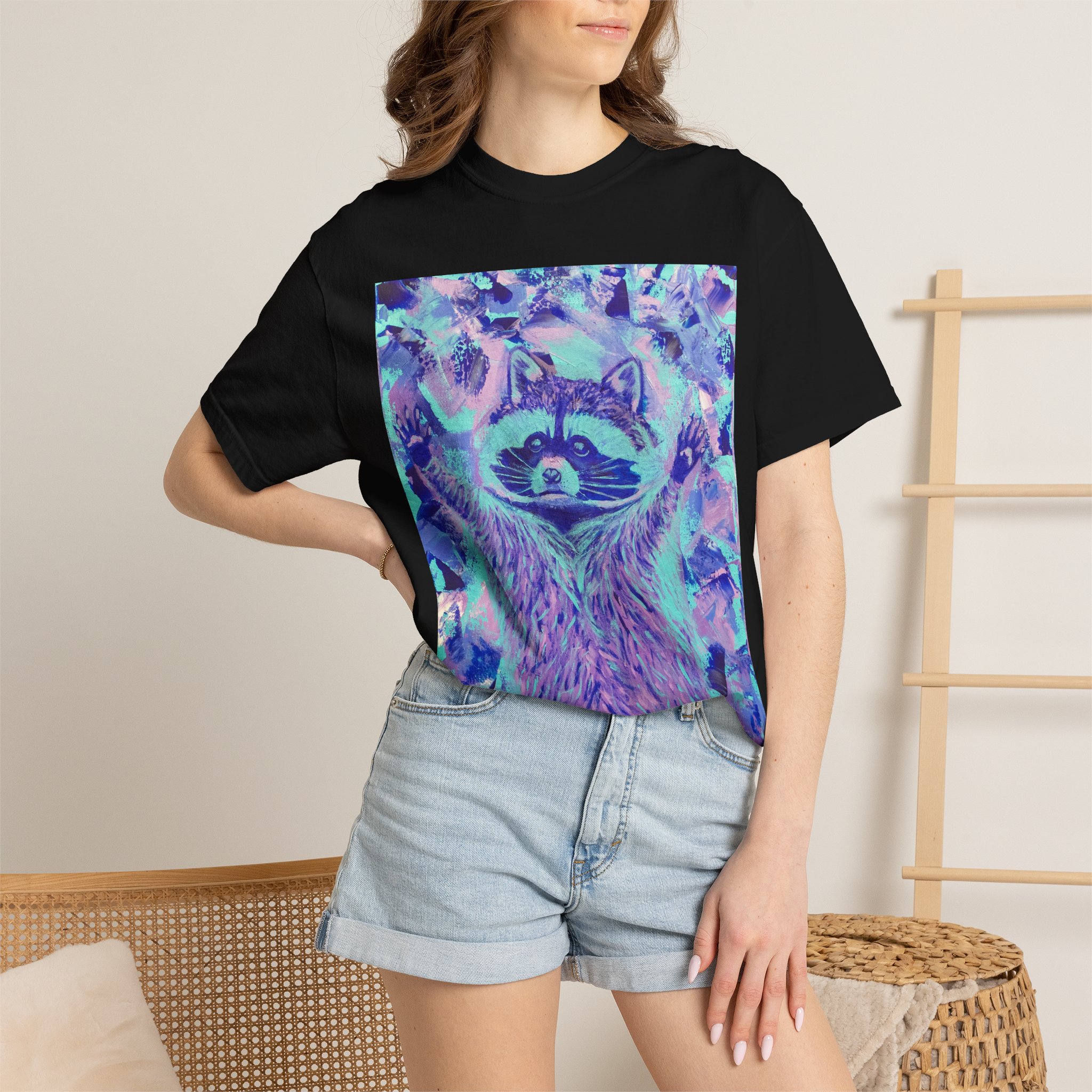 Blue Razz Raccoon Unisex Garment-Dyed T-shirt - Image 12