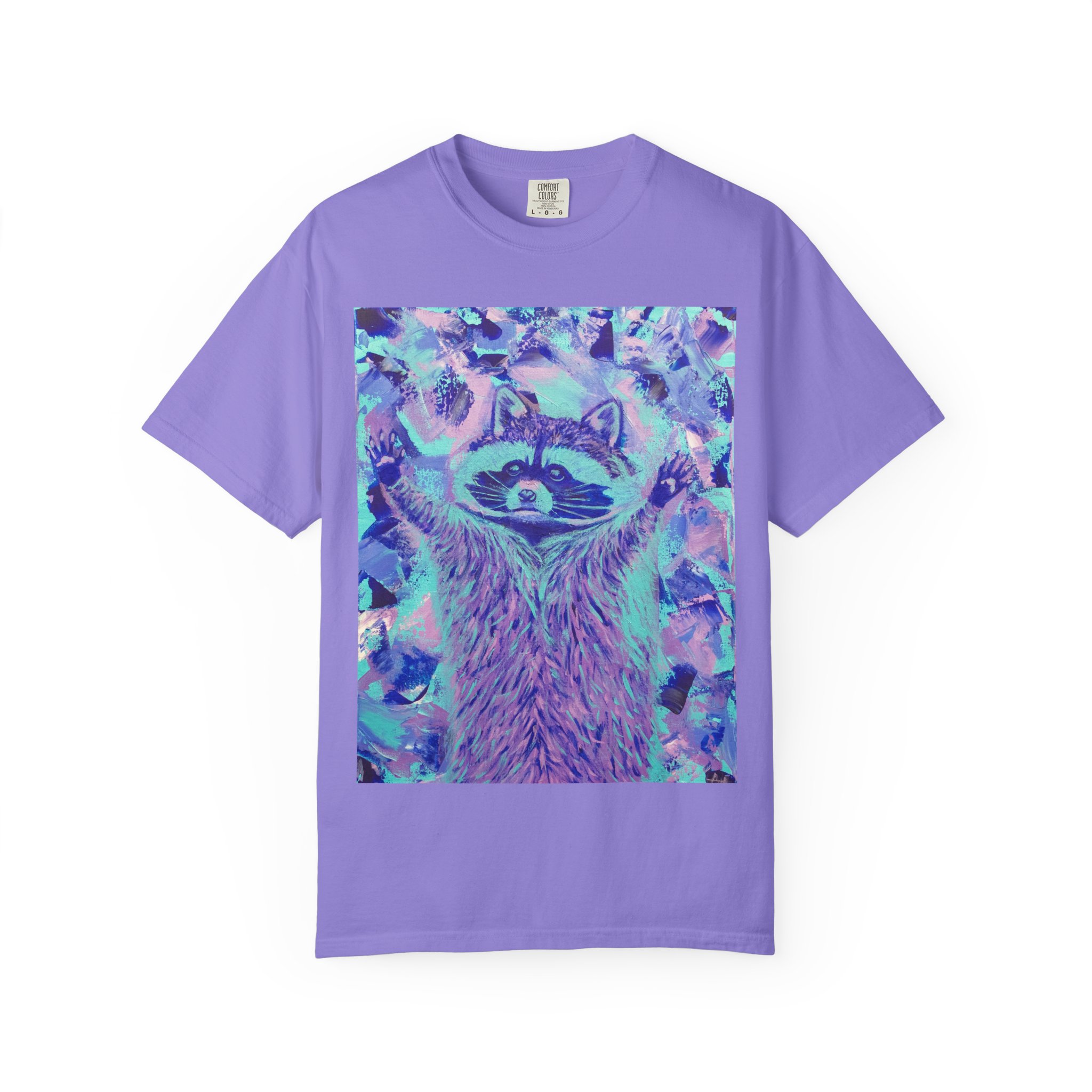 Blue Razz Raccoon Unisex Garment-Dyed T-shirt - Image 13