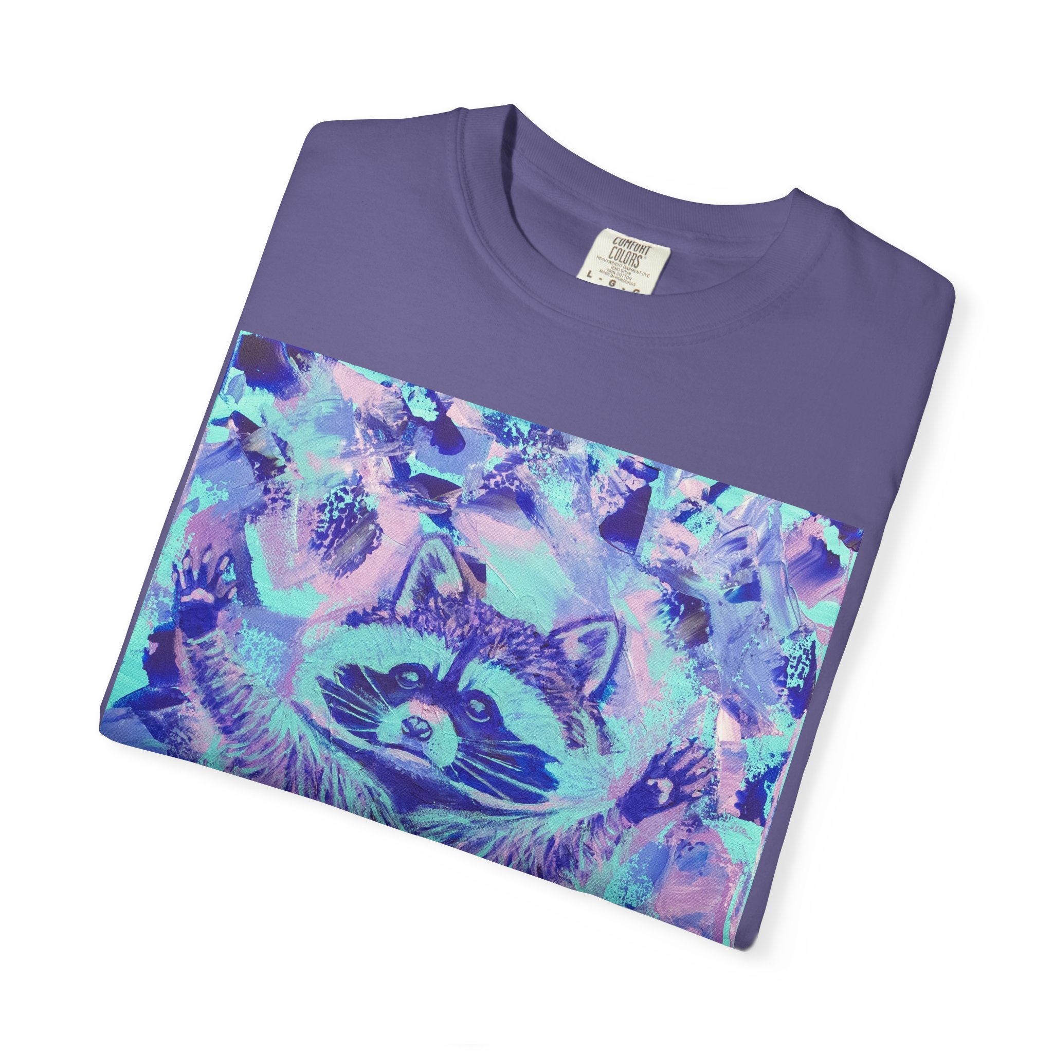 Blue Razz Raccoon Unisex Garment-Dyed T-shirt - Image 19