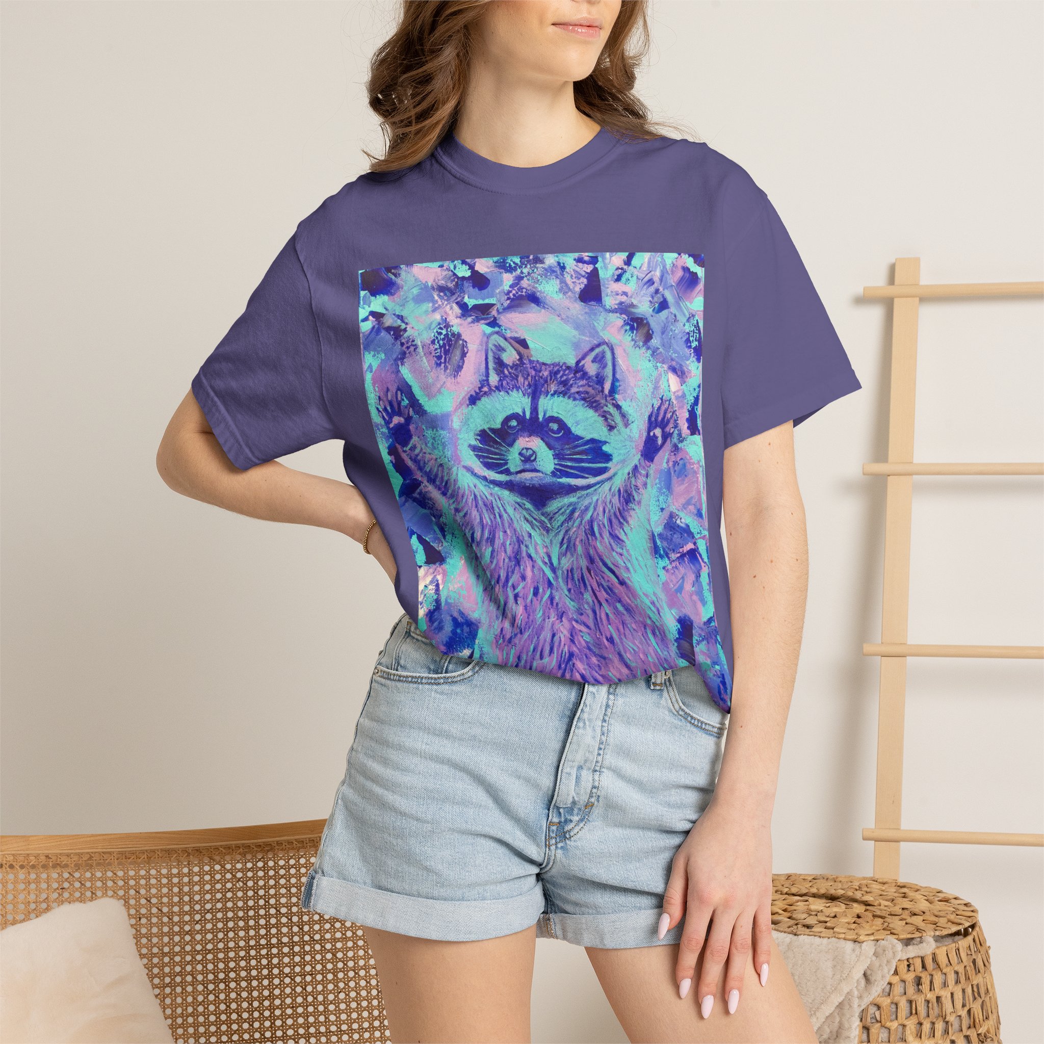 Blue Razz Raccoon Unisex Garment-Dyed T-shirt - Image 20